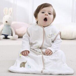 Baby Sleeping Bag - Super Soft Baby Wearable Blanket - Creamy Elephant Medium